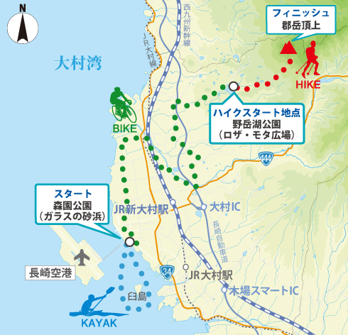 大村湾大会のコースマップ